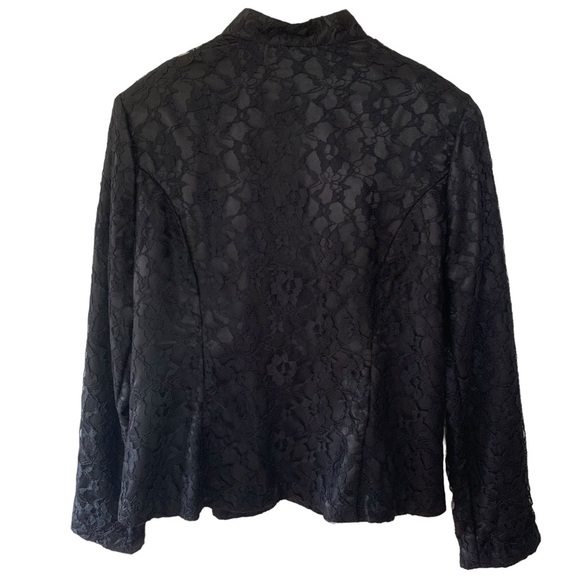 Vintage Black Lace Blazer Size 14 Glam Punk Rock Y2K Witchy Romantic Whimsigoth - Picture 5 of 11